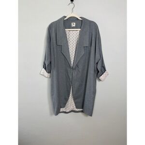 L'Agence LA't Longline Blazer Women M Oversized Gray Star Print Lining